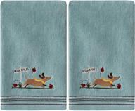 🐶 saturday knight ltd. aqua dog with apples hand towel set - 2 pc, 2 count logo