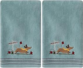 img 2 attached to 🐶 Saturday Knight Ltd. Aqua Dog With Apples Hand Towel Set - 2 Pc, 2 Count