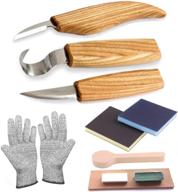 prugna wood carving tools set for spoon, kuksa, etc. - complete carving kit with 3 knives, sanding sponges, whetstone, strop, polishing compound, and exquisite portable case logo