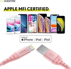 img 3 attached to 🔌 Зарядное устройство для iPhone с сертификатом Apple MFi и кабелем длиной 6 футов - двойной адаптер с USB для iPhone 11 Pro Max XS XR X 8 7 6S 6 Plus SE 5S 5C 5 AirPods iPad (черный/розовое золото, 6фт)