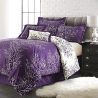 🌿 sl spirit linen home foliage collection comforter set - oversized & reversible bedding, king, purple white - pre-washed for extra softness | est. 1988 logo