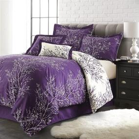 img 1 attached to 🌿 SL Spirit Linen Home Foliage Collection Comforter Set - Oversized & Reversible Bedding, King, Purple White - Pre-Washed for Extra Softness | Est. 1988