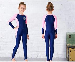 img 1 attached to 👶 Kids' UPF 50+ Long Sleeve Full Body Swimsuit for Water Sports, Sun Protection, and Rash Guard - One Piece Wetsuit Swimwear