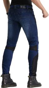 img 1 attached to XL Blue Summer Mesh Motorcycle Riding Jeans: Slim Stretch Pants with Armor for Motocross Racing