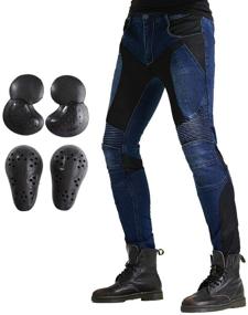 img 3 attached to XL Blue Summer Mesh Motorcycle Riding Jeans: Slim Stretch Pants with Armor for Motocross Racing