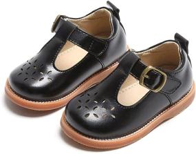 img 4 attached to 👧 THEE BRON Toddler T Strap Uniform Girls' Shoes: Stylish & Comfortable Flats for Little Fashionistas