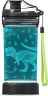 🦖 dinosaur water bottle with light up boy drinking cups and 3d dinosaur night light - 14 oz tritan bpa free eco-friendly - cool jurassic merchandise gift for school kids boys girls логотип