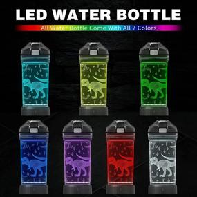 img 3 attached to 🦖 Dinosaur Water Bottle with Light Up Boy Drinking Cups and 3D Dinosaur Night Light - 14 OZ Tritan BPA Free Eco-Friendly - Cool Jurassic Merchandise Gift for School Kids Boys Girls