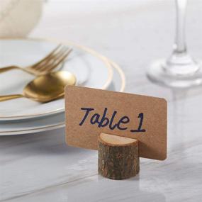 img 2 attached to 🌿 Toncoo Wood Place Card Holders Bundle - Premium Rustic Table Number Holders & Kraft Place Cards, Ideal for Wedding Party Tables & More