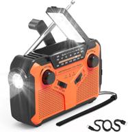 portable noaa emergency weather radio - hand crank solar weather alert radio with am/fm, led flashlights, sos alarm, reading lamp, usb charger - ideal for household and outdoor emergencies logo