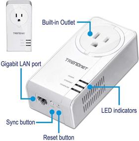 img 2 attached to 🔌 TRENDnet Powerline 1300 AV2 Adapter Kit with Built-in Outlet, Includes 2 x TPL-423E Adapters, IEEE 1905.1 & 1901, Gigabit Port, Extended Range Up To 300m (984 ft), White, TPL-423E2K
