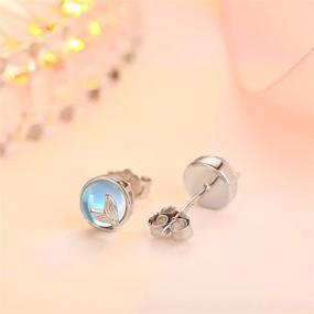 img 1 attached to 🧜 Enchanting Mermaid Tail Moonstone Stud Earrings: Stunning Sterling Silver Jewelry Gift for Women and Girls"