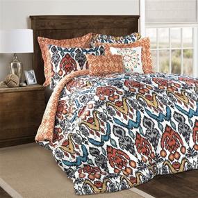 img 3 attached to 🛏️ Lush Decor 7 Piece Jaipur Ikat Comforter Set - Full/Queen Size - Turquoise/Rust - Find Your Perfect Bedding!