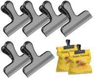 🔐 stainless steel heavy duty chip bag clips, 3 inches wide, set of 6 - perfect for air tight sealing of coffee & food bags, for kitchen, home, and office use логотип