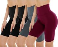 women's 4-pack high waist biker shorts - soft workout shorts for yoga, running, athletic, and cycling логотип