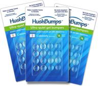 hushbumps ultra-quiet gel bumpers 3-pack: silent cabinet & drawer solution. outperforms standard rubber bumpers. gentle & noiseless closure. tool-free installation. includes 48 pcs. logo
