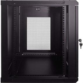 img 1 attached to NavePoint 12U Делюкс IT настенный шкаф: 19-дюймовый серверный сетевой стойка с запирающейся дверью и перфорированным дизайном, глубиной 24 дюйма - черный