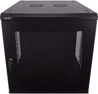 navepoint 12u deluxe it wallmount cabinet: 19-inch server network rack with locking door & perforated design, 24-inches deep - black logo