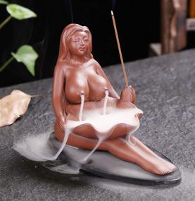 img 2 attached to 🧘 Stylish and Sensuous: Ceramic Backflow Incense Burner for Yoga Room and Home Décor - Perfect Handicraft and Unforgettable Gift