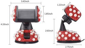 img 3 attached to Bling Rhinestone and Pearl Car Phone Mount: Stylish Universal Holder for Car Dashboard & Air Vent - Adjustable Cell Phone Stand in Red by ATMOMO