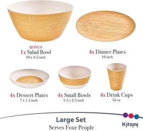 img 3 attached to 🍽️ Kitzini Bamboo Plates - 4-Pack of Reusable Eco-Friendly Bamboo Fiber Plates, 17-Inch