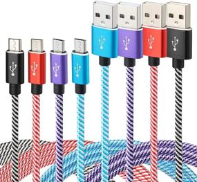 img 4 attached to 🔌 Teyssor 6FT 4-пак Micro USB-кабелей: прочный нейлоновый кабель для зарядки для устройств Galaxy, LG и MP3