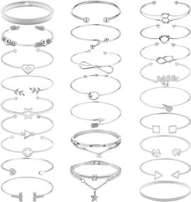 img 4 attached to 25-Piece Shiny Bangle Bracelet Set for Women - Adjustable & Giftable Bracelets for Girls
