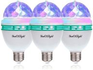 3-pack e26 disco light bulb - rotating rgb party light lamp with led 🎉 strobe bulb, multi crystal disco bulb for disco birthday party, club, bar, karaoke, halloween, christmas логотип