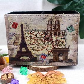 img 3 attached to Vintage Pen Pencil Holder Cup - DreamsEden Retro Pattern Desk Organizer For Home Office Bedroom ( Beige Paris Eiffel Tower Square)