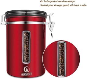 img 2 attached to ☕ JENNI-MER Coffee Canister Large Airtight Stainless Steel Container with Transparent Window for Fresher Beans and Grounds, Date Tracker, CO2-Release Valve, Measuring Scoop (Red)