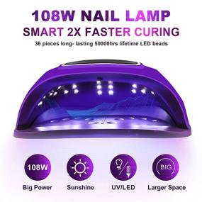 img 2 attached to 💅 Villsure UV LED Nail Lamp - 108w Gel Nail Dryer for Two Hands, Professional Salon Nail Polish Curing Lamps with 4 Timer Settings, LCD Display, Smart Auto Sensor - UV Light Gel Manicure Kit