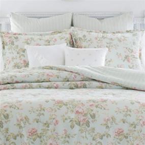 img 3 attached to 🛏️ Laura Ashley Madelynn Collection Luxury Ultra Soft Comforter Set, All Seasons Premium Bedding, Stylish Delicate Design for Home Decor, Queen Size, Duck Egg