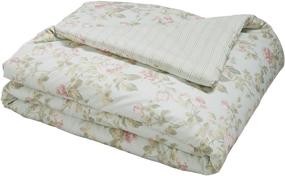 img 1 attached to 🛏️ Laura Ashley Madelynn Collection Luxury Ultra Soft Comforter Set, All Seasons Premium Bedding, Stylish Delicate Design for Home Decor, Queen Size, Duck Egg