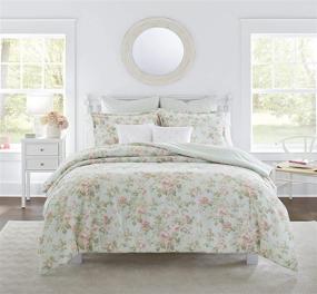 img 4 attached to 🛏️ Laura Ashley Madelynn Collection Luxury Ultra Soft Comforter Set, All Seasons Premium Bedding, Stylish Delicate Design for Home Decor, Queen Size, Duck Egg