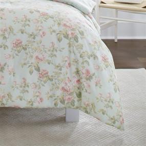 img 2 attached to 🛏️ Laura Ashley Madelynn Collection Luxury Ultra Soft Comforter Set, All Seasons Premium Bedding, Stylish Delicate Design for Home Decor, Queen Size, Duck Egg