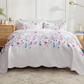 img 4 attached to 🌺 Bedsure Floral Quilt Sets Queen Bedspreads - Lightweight Kids' Bedspread & Coverlet Full Quilt Bedding Set, Bed Spreads Coverlet with Two Pillow Shams