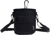 🐾 convenient cosmos pet snack bag: ultimate waist bag for dog training, with shoulder strap and carabiner – black, 4.5" w x 5.75" h логотип
