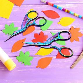 img 3 attached to Colorful 2 Pack Stork Scissors: Ideal for Embroidery, Sewing, Brow Shaping & More!