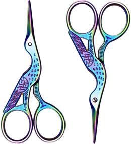 img 4 attached to Colorful 2 Pack Stork Scissors: Ideal for Embroidery, Sewing, Brow Shaping & More!