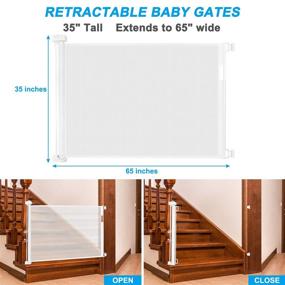 img 3 attached to 65-Inch Retractable Mesh Safety Baby Gate for Stairs, Doorways, Dogs, and Pets - Indoor/Outdoor Use