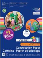 🎨 riverside 3d construction paper: 10 assorted colors, 9x12, 50 sheets - vibrant craft paper for stunning 3d creations logo