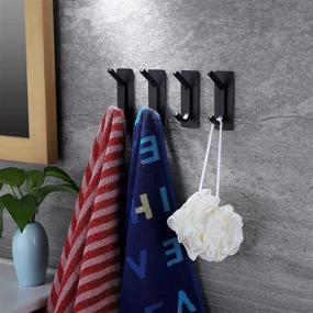 img 2 attached to 🧷 YIGII Towel Hook - Stylish Adhesive Bathroom Hook for Hats, Coats - Stainless Steel 3 Pack (Black)