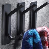 🧷 yigii towel hook - stylish adhesive bathroom hook for hats, coats - stainless steel 3 pack (black) logo