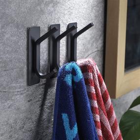 img 3 attached to 🧷 YIGII Towel Hook - Stylish Adhesive Bathroom Hook for Hats, Coats - Stainless Steel 3 Pack (Black)