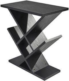 img 3 attached to Adesso Zig-Zag Accent Table: Stylish and Functional Storage Side Table with Integrated Bookshelf, Black - Home Furnishings and Decor