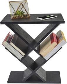 img 1 attached to Adesso Zig-Zag Accent Table: Stylish and Functional Storage Side Table with Integrated Bookshelf, Black - Home Furnishings and Decor