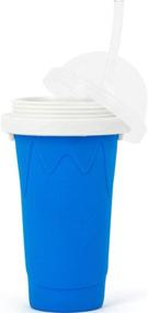 img 4 attached to 🥤 Blue Double-Layer Magic Slushie DIY Plastic Squeeze Cups - Travel-Friendly Ice Cups for Smoothies, Perfect for Kids and Adults