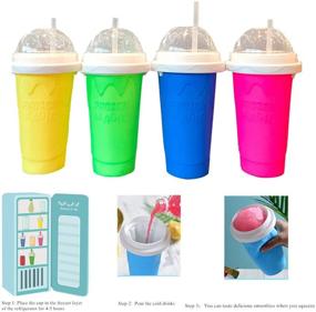 img 2 attached to 🥤 Blue Double-Layer Magic Slushie DIY Plastic Squeeze Cups - Travel-Friendly Ice Cups for Smoothies, Perfect for Kids and Adults