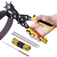 🔨 heavy duty hole punch plier set for leather belts, dog collars, watch straps, saddles, shoes, fabric, paper, cards - labor saving and rotating hole maker tools for home diy or craft projects logo