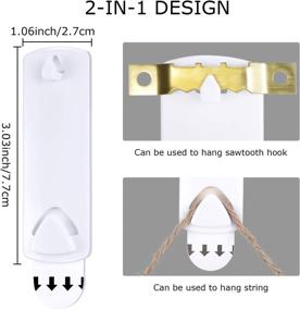 img 3 attached to Effortless Picture Hanging Kit: Wire-Back Picture Frame Hanger, Self Adhesive Hooks (White, 8 Pieces)